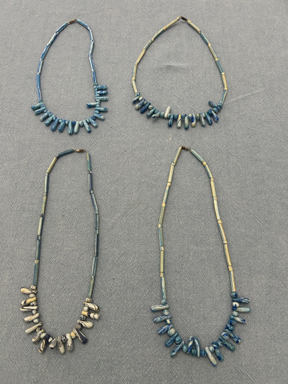 Hand Crafted set of 4 Blue  Beaded Bar Necklace New